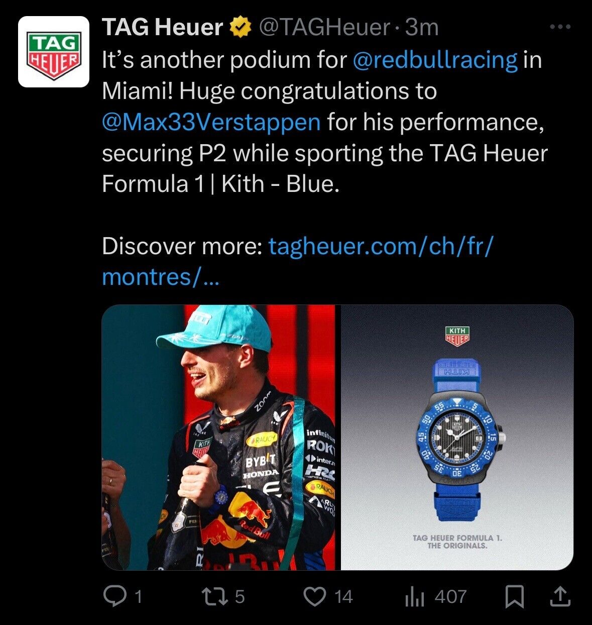 Kith Tag Heuer Formula 1 Watch Limited Edition BLUE 1 OF 825