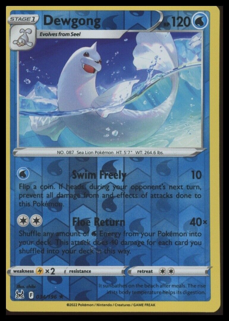 034/196 Dewgong SWSH11: Lost Origin Reverse Holo