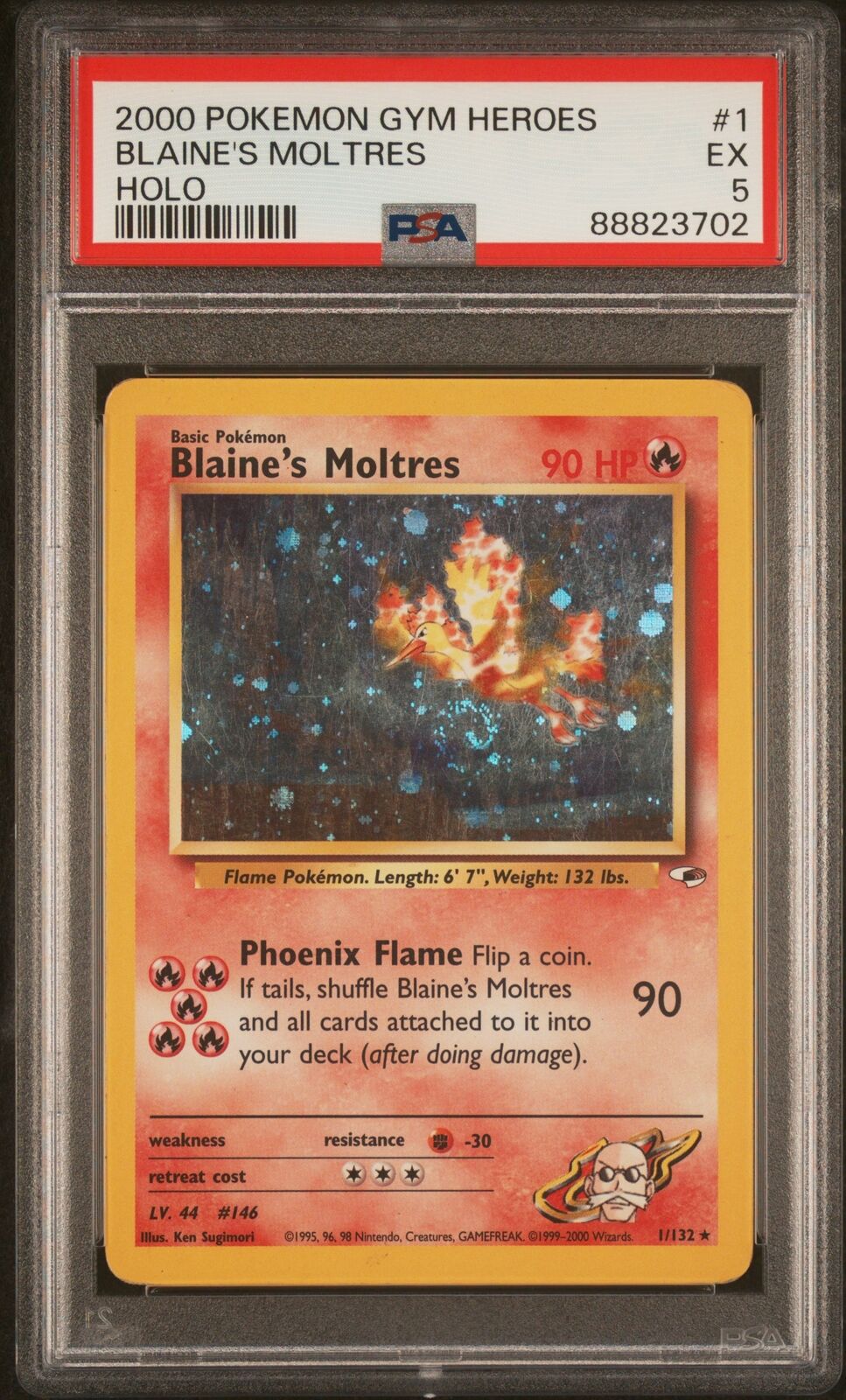 #001/132 Blaine's Moltres |PSA EX 5 | 88823702