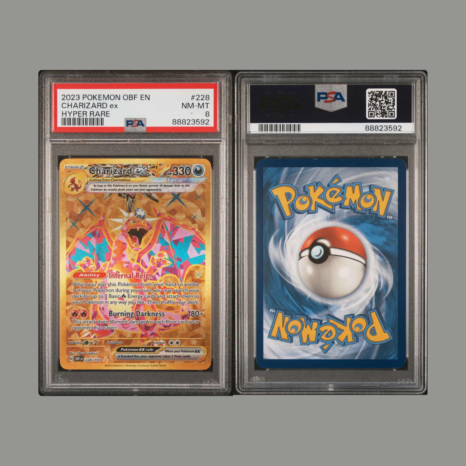 2023 POKEMON OBF EN-OBSIDIAN FLAMES 228 CHARIZARD EX SPECIAL ILLUSTRATION  PSA 8