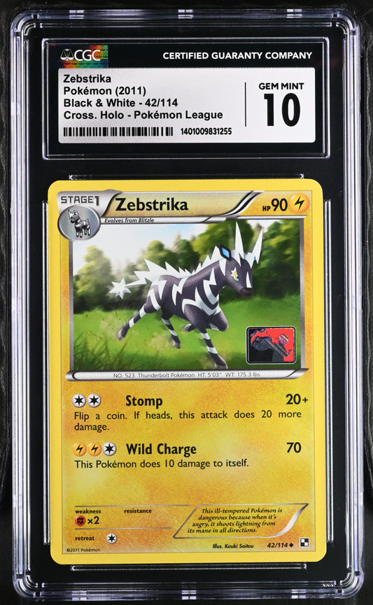 #042/114 Zebstrika - 42/114 (League Promo) |CGC GEM-MT 10 | 1401009831255